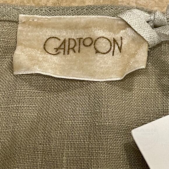 Cartoon 100% Linen Midi Dress 42, US 10 12 L | Minimalist, Pockets, Khaki NWT - Picture 4 of 8